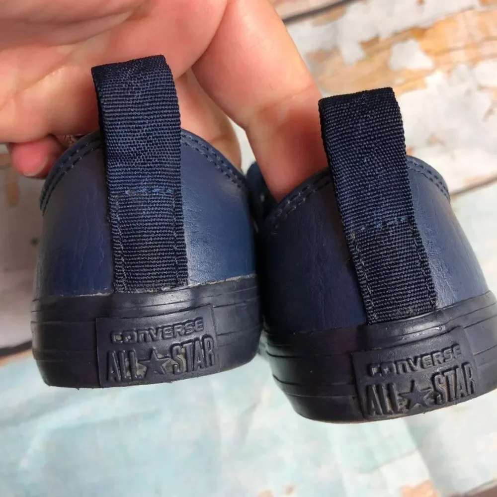 Navy Leather Converse Velcro Toddler 7